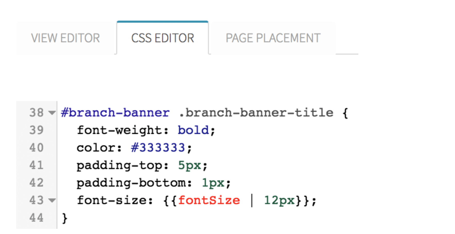 Screenshot of CSS Editor within Branch Dashboard